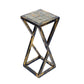 19.5 Inches Stone Top Plant Stand With Geometric Base Black And Gray By Benzara | Stands | Modishstore