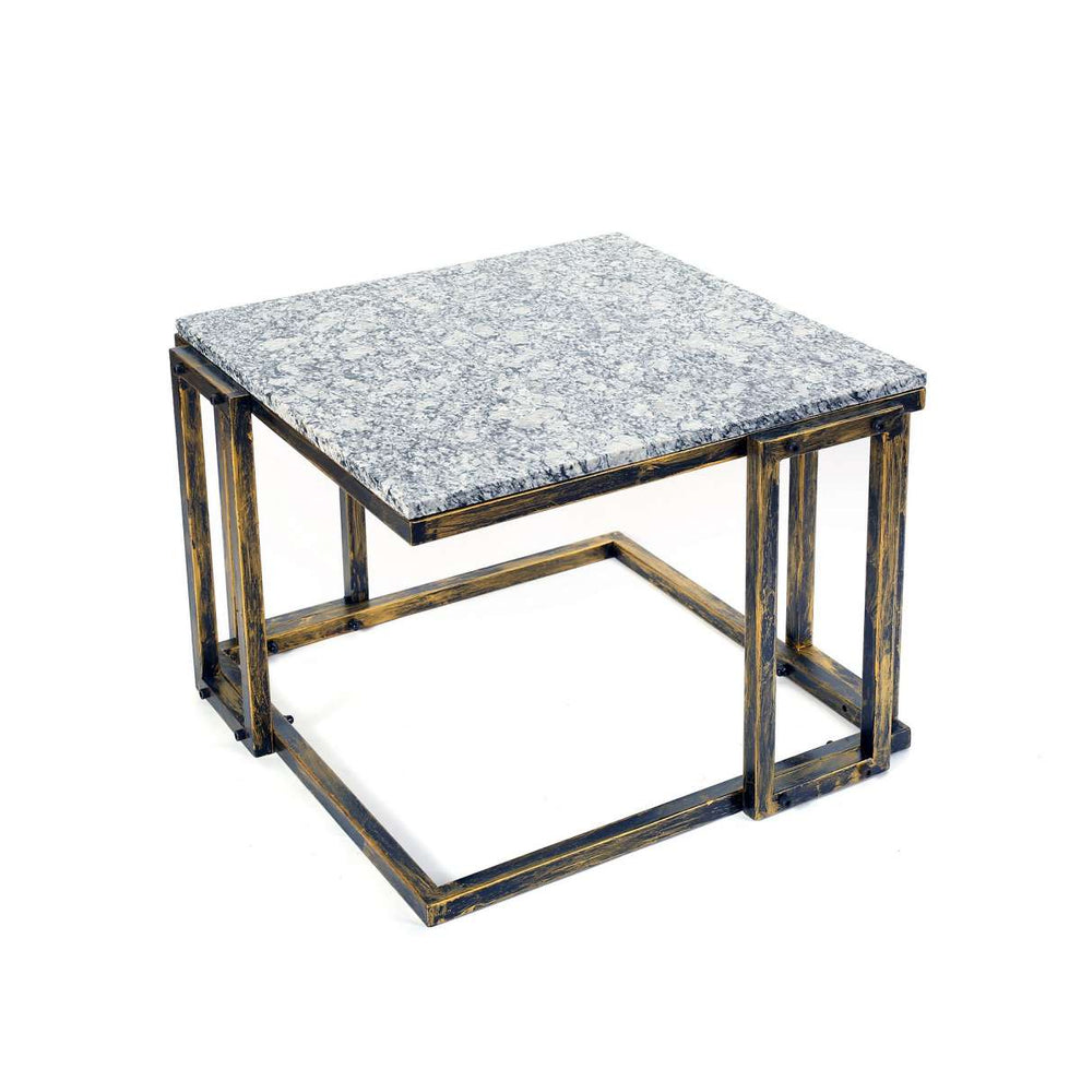 Granite Top Plant Stand With Tubular Base, Black And Gray By Benzara | Side Tables |  Modishstore  - 5