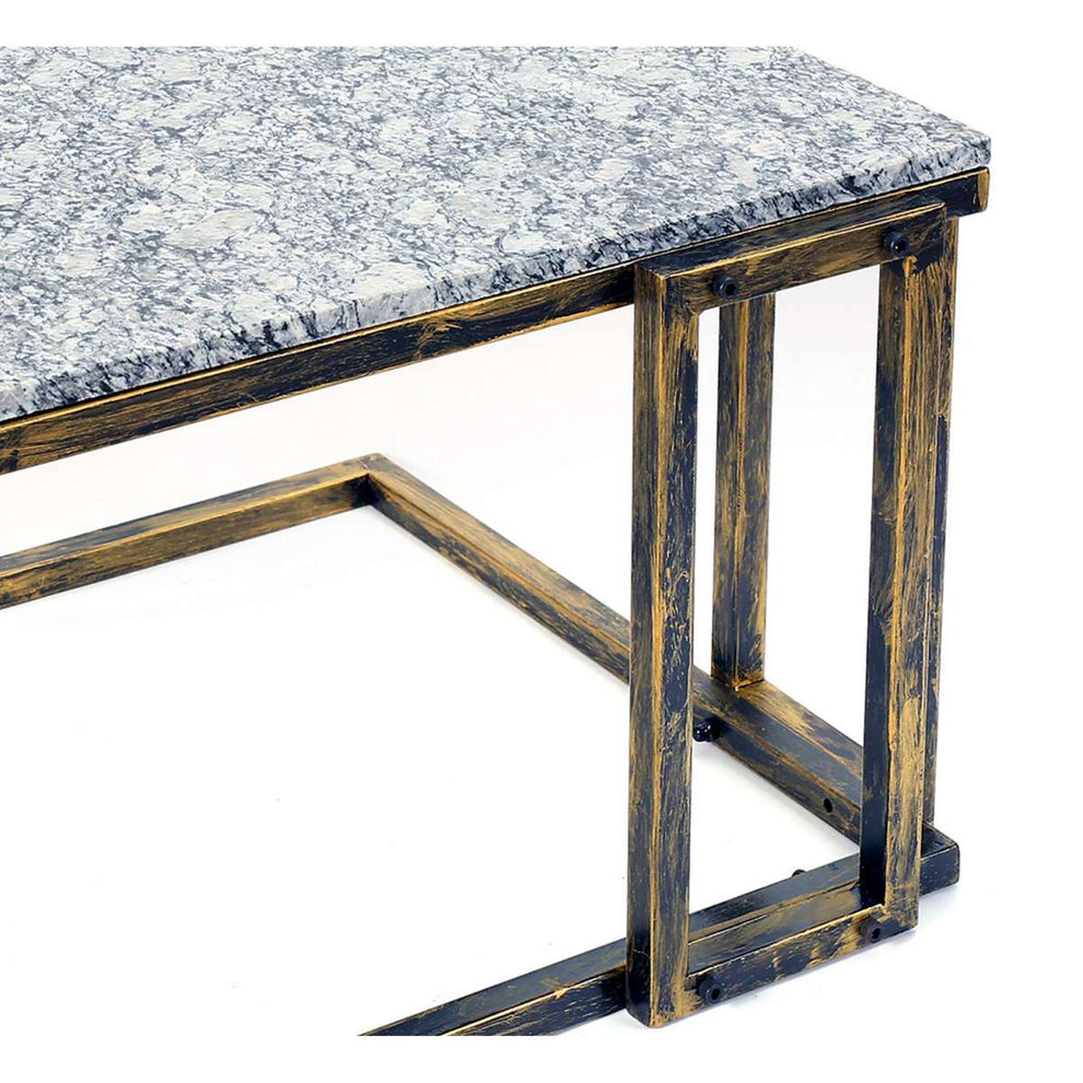 Granite Top Plant Stand With Tubular Base, Black And Gray By Benzara | Side Tables |  Modishstore  - 4