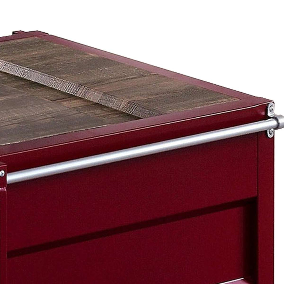 Container Style Coffee Table With Sliding Doors, Red By Benzara | Coffee Tables |  Modishstore  - 3