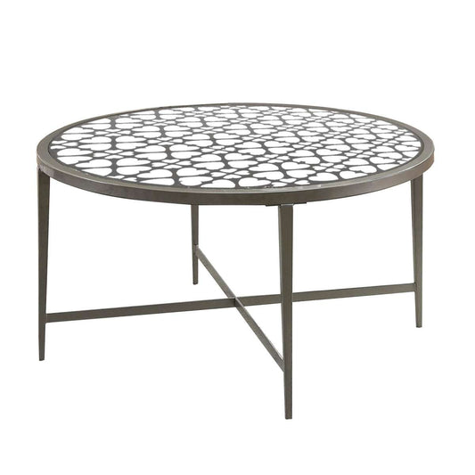 Round Glass Top Coffee Table With X Support Metal Base, Silver By Benzara | Coffee Tables |  Modishstore 