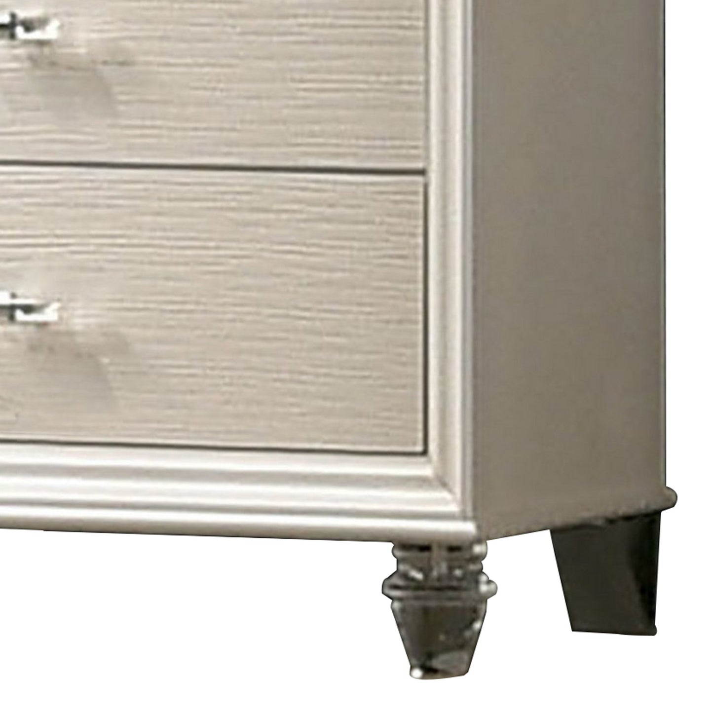 Contemporary Style 4 Drawer Chest With Acrylic Legs Pearl White By Benzara | Cabinets | Modishstore - 3