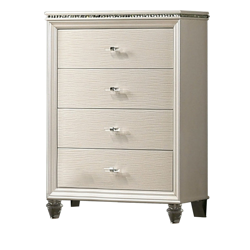 Contemporary Style 4 Drawer Chest With Acrylic Legs Pearl White By Benzara | Cabinets | Modishstore