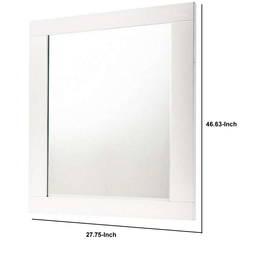 Contemporary Rectangular Wooden Mirror With Mounting Hardware, White By Benzara | Mirrors |  Modishstore  - 2