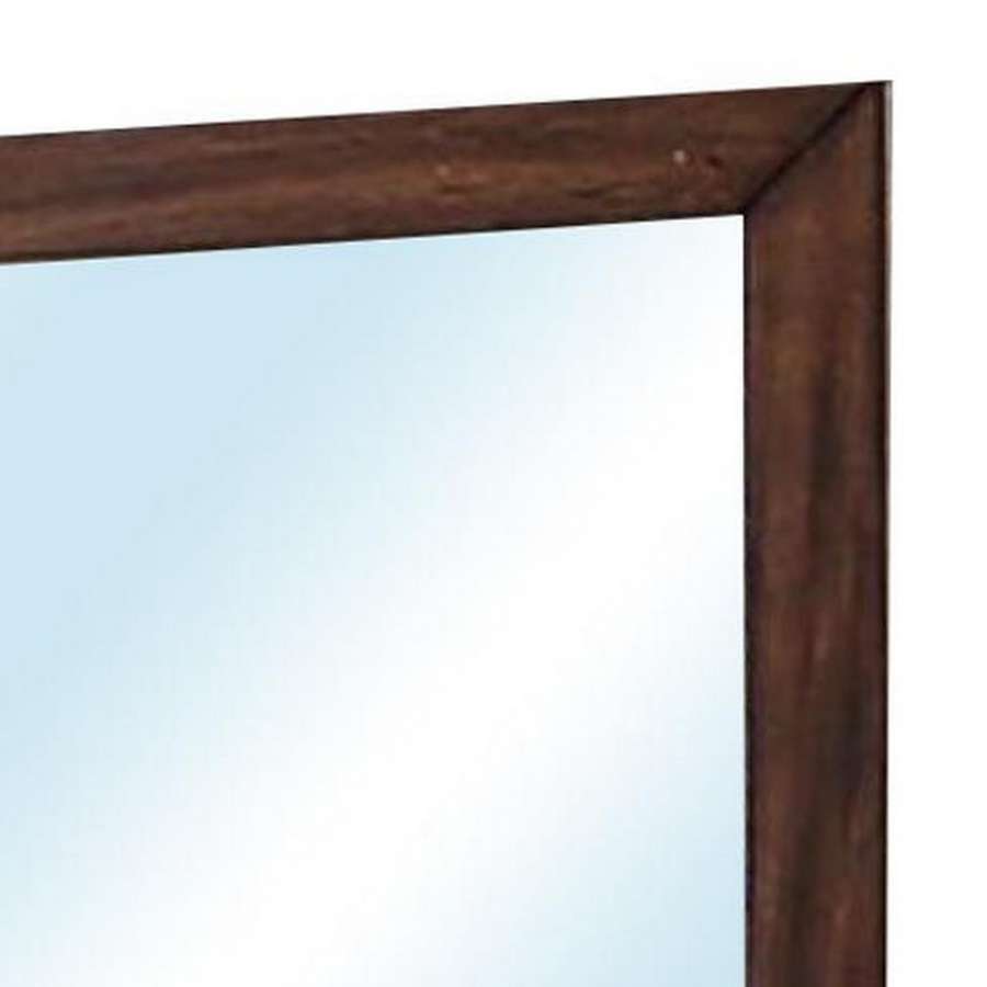46 Inch Rectangular Burned Wood Design Modern Mirror, Brown By Benzara | Mirrors |  Modishstore  - 3