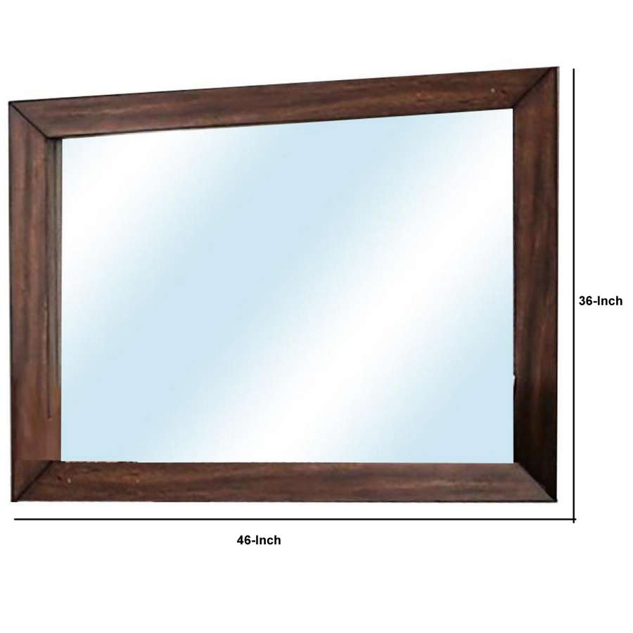 46 Inch Rectangular Burned Wood Design Modern Mirror, Brown By Benzara | Mirrors |  Modishstore  - 2
