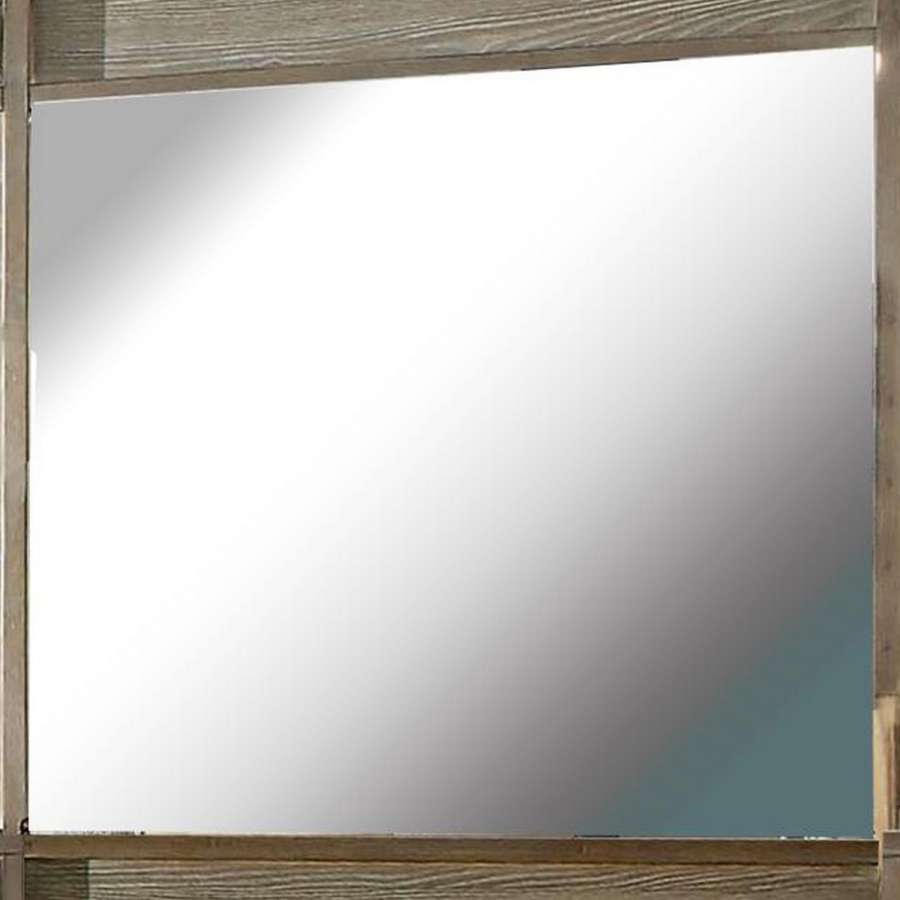 44 Inch Rectangular Mirror With Carved Corners, Brown By Benzara | Mirrors |  Modishstore  - 4