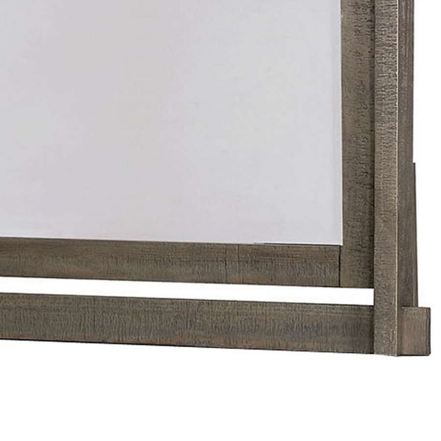 51 Inch Rustic Wooden Mirror With Tilting Frame, Gray By Benzara | Mirrors |  Modishstore  - 3