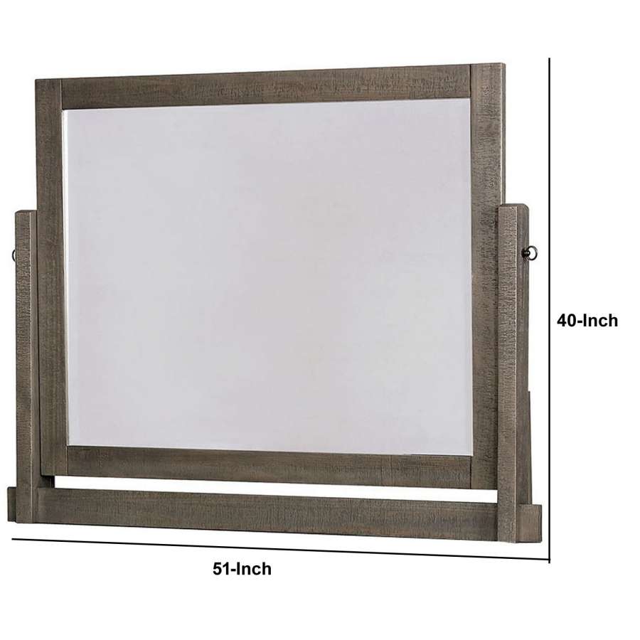 51 Inch Rustic Wooden Mirror With Tilting Frame, Gray By Benzara | Mirrors |  Modishstore  - 2