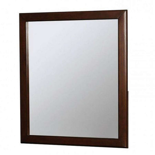 32 Inch Transitional Style Wooden Frame Mirror, Cherry By Benzara | Mirrors |  Modishstore 