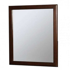 32 Inch Transitional Style Wooden Frame Mirror, Cherry By Benzara