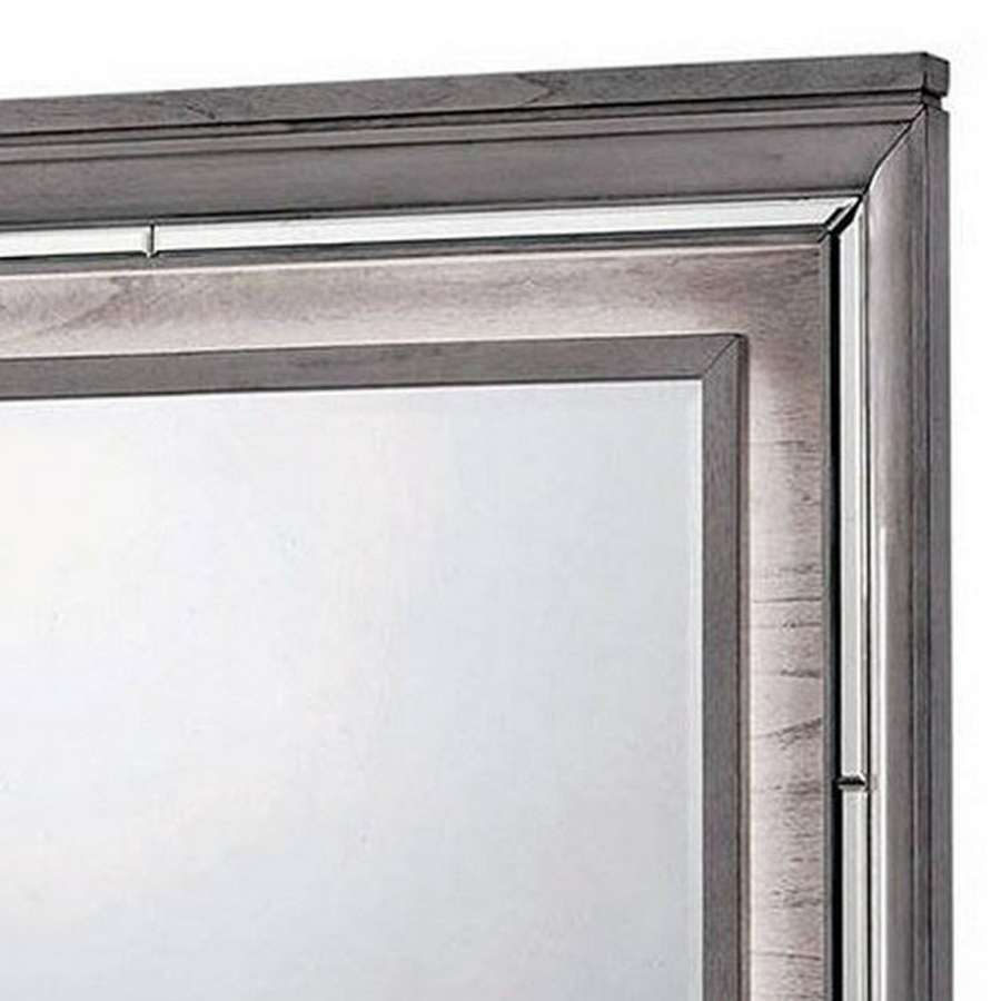 49 Inch Wooden Contemporary Mirror With Led, Light Gray By Benzara | Mirrors |  Modishstore  - 3