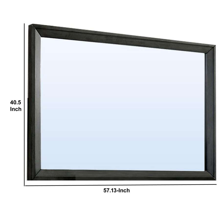 45 Inch Rectangular Wooden Frame Contemporary Mirror, Gray By Benzara | Mirrors |  Modishstore  - 2