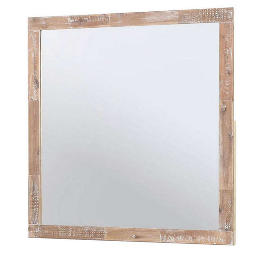 40 Inch Rustic Style Wooden Frame Square Mirror, Gray By Benzara | Mirrors |  Modishstore 