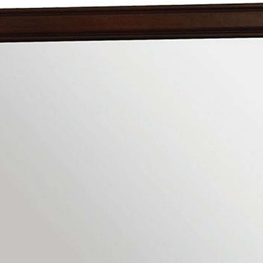 35 Inch Transitional Style Wooden Frame Mirror, Cherry By Benzara | Mirrors |  Modishstore  - 4