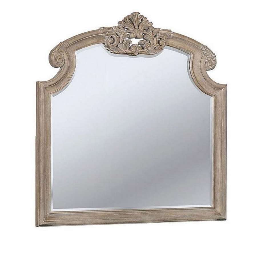 47.25 Inches Crown Top Molded Mirror, Natural Brown By Benzara | Mirrors |  Modishstore  - 4