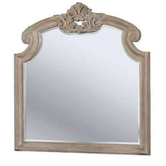 47.25 Inches Crown Top Molded Mirror, Natural Brown By Benzara
