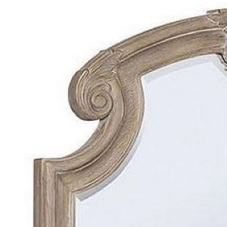 47.25 Inches Crown Top Molded Mirror, Natural Brown By Benzara | Mirrors |  Modishstore  - 5