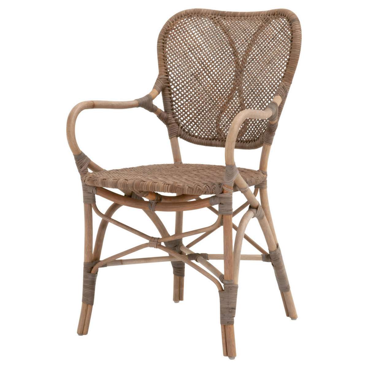 18.25 Inches Cottage Style Rattan Woven Arm Chair, Brown By Benzara | Armchairs |  Modishstore  - 4