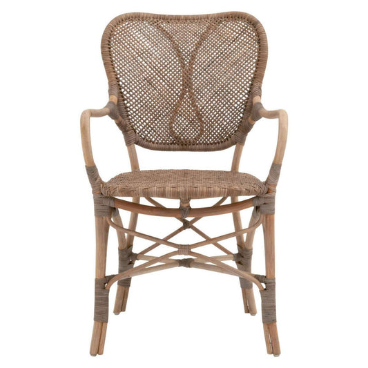 18.25 Inches Cottage Style Rattan Woven Arm Chair, Brown By Benzara | Armchairs |  Modishstore 