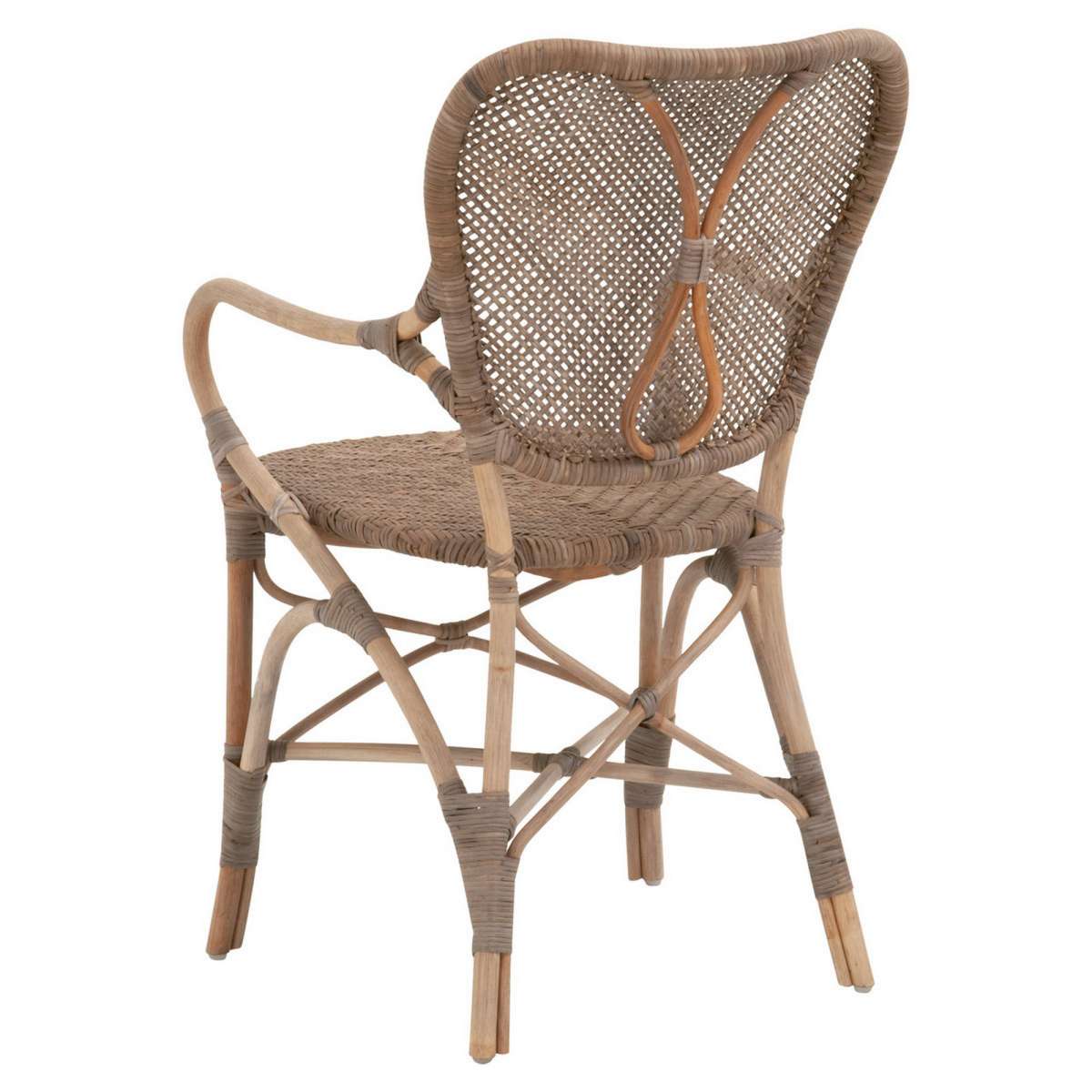 18.25 Inches Cottage Style Rattan Woven Arm Chair, Brown By Benzara | Armchairs |  Modishstore  - 3