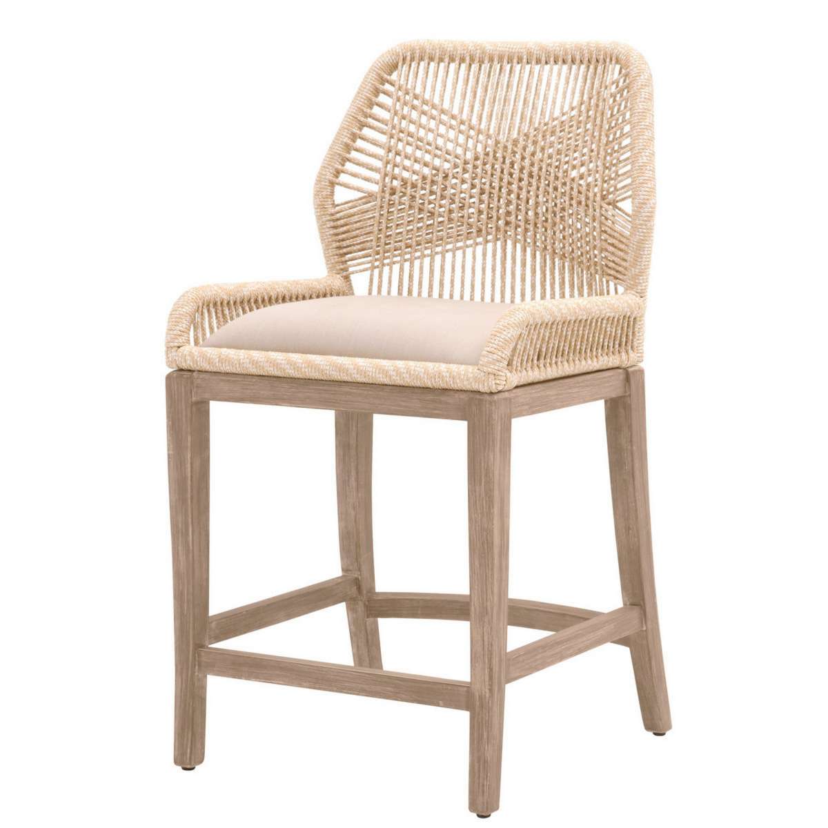 Intricate Rope Weaved Padded Counter Stool, Beige And Brown By Benzara | Counter Stools |  Modishstore  - 5