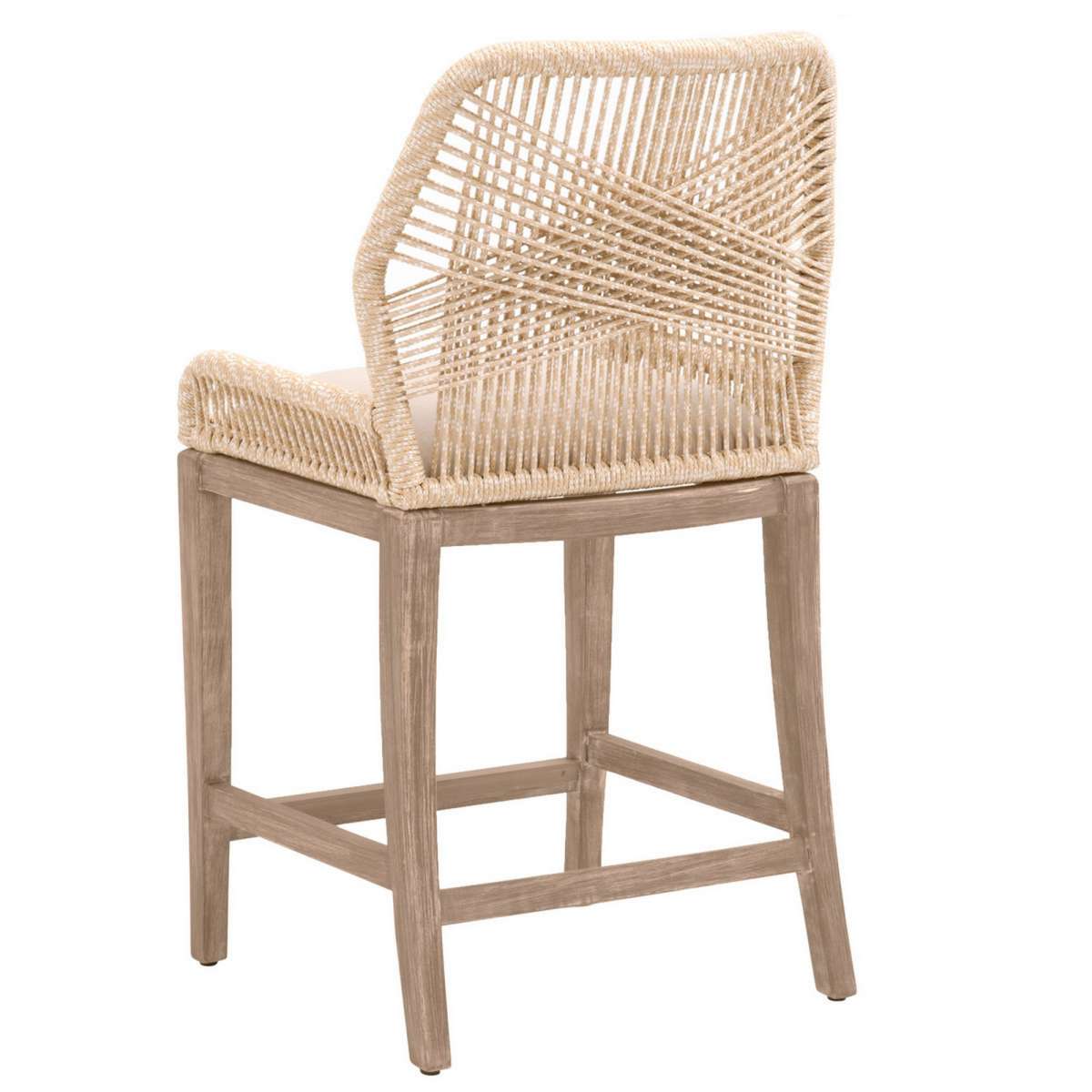 Intricate Rope Weaved Padded Counter Stool, Beige And Brown By Benzara | Counter Stools |  Modishstore  - 4