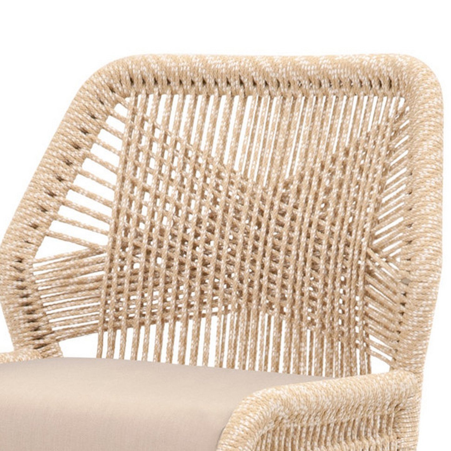Intricate Rope Weaved Padded Dining Chair Set Of 2 Beige And Brown By Benzara | Dining Chairs | Modishstore - 3