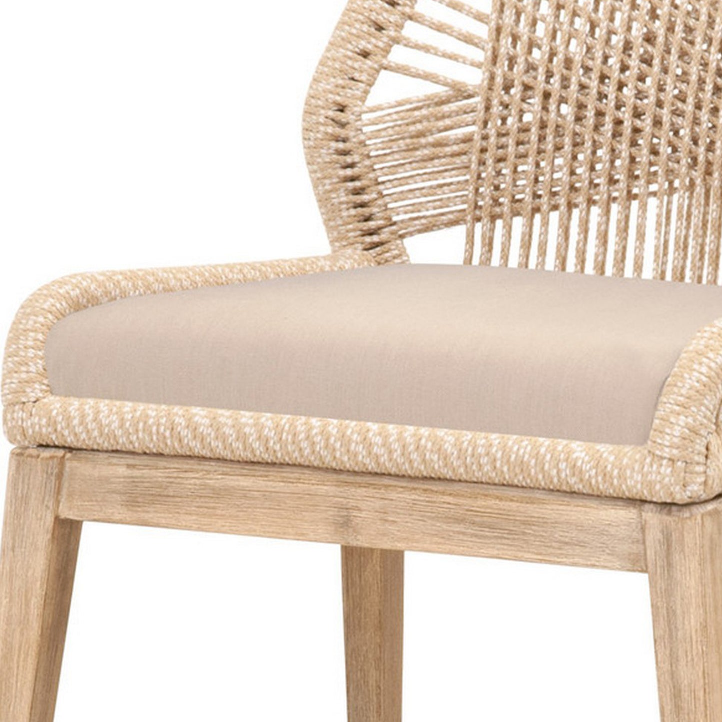 Intricate Rope Weaved Padded Dining Chair Set Of 2 Beige And Brown By Benzara | Dining Chairs | Modishstore - 4