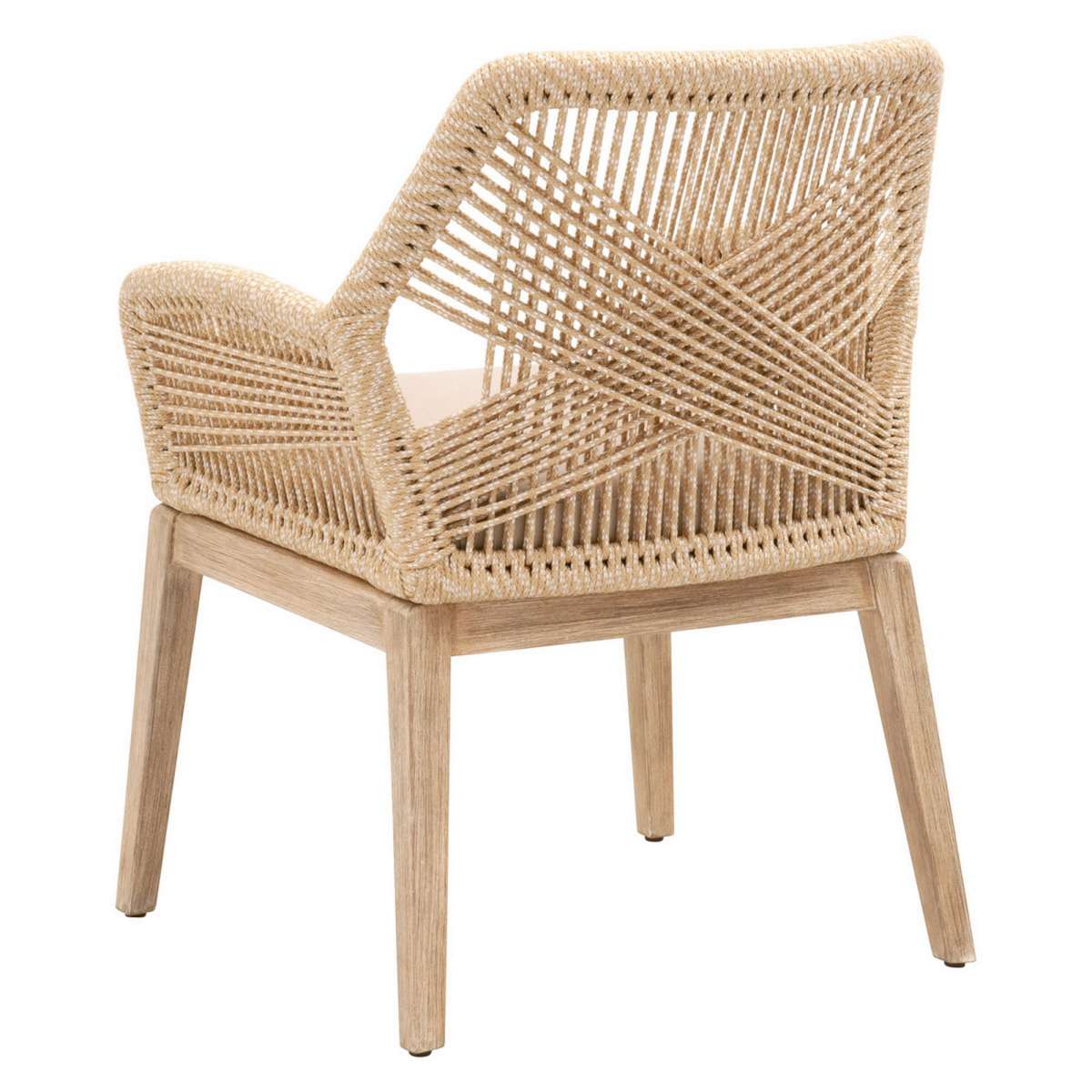 Intricate Rope Weaved Padded Arm Chair, Set Of 2, Beige And Brown By Benzara | Armchairs |  Modishstore  - 4