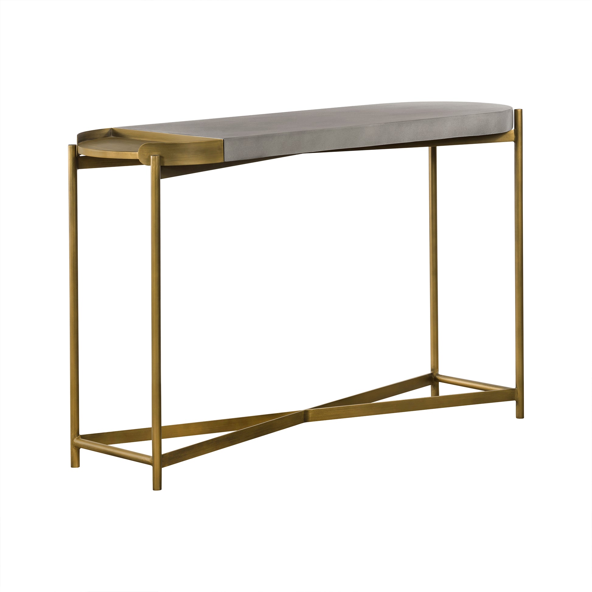 Concrete Console Table With X Shape Base Gray And Gold By Benzara | Console Tables | Modishstore - 3