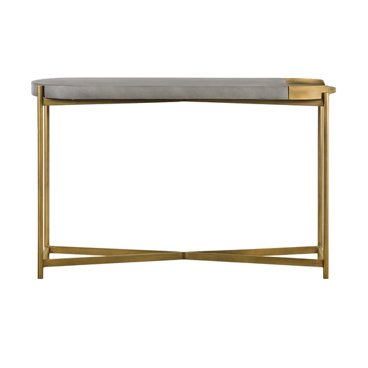 Concrete Console Table With X Shape Base Gray And Gold By Benzara | Console Tables | Modishstore