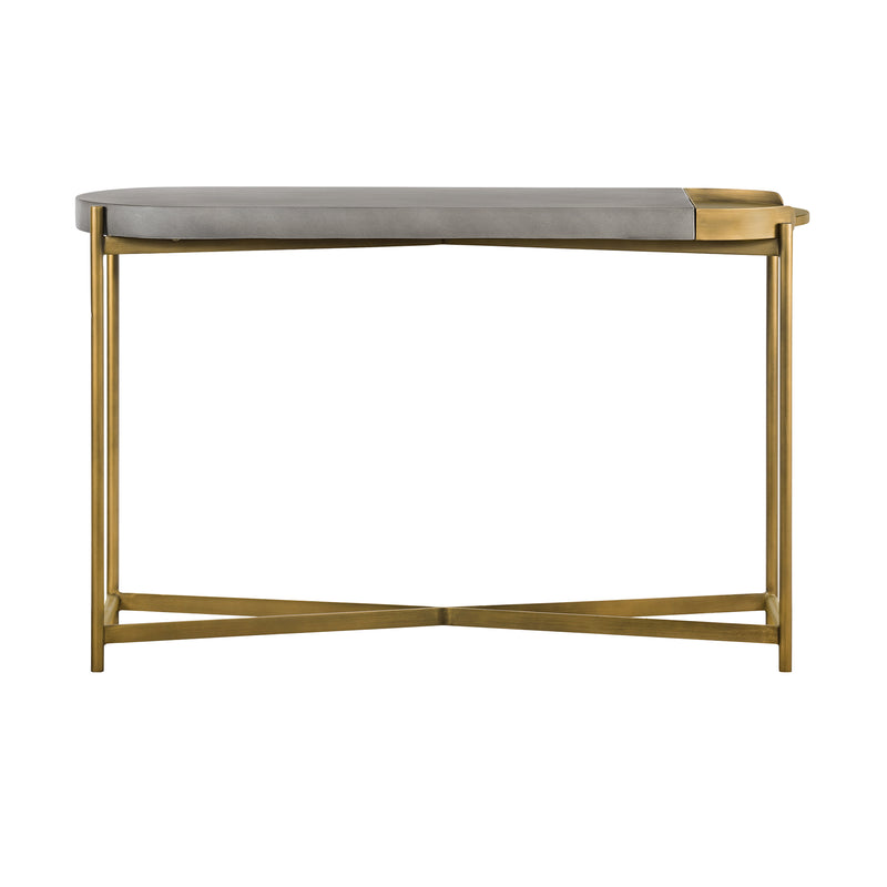 Concrete Console Table With X Shape Base Gray And Gold By Benzara | Console Tables | Modishstore