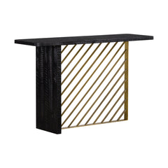 Wooden Console Table With Metal Accents Gold And Black By Benzara
