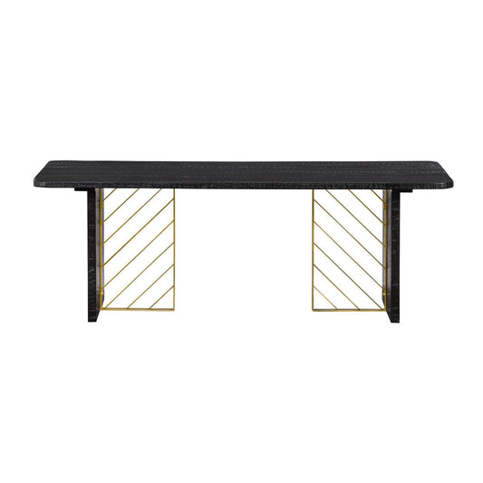 Wooden Coffee Table With Metal Accents, Gold And Black By Benzara | Coffee Tables |  Modishstore 