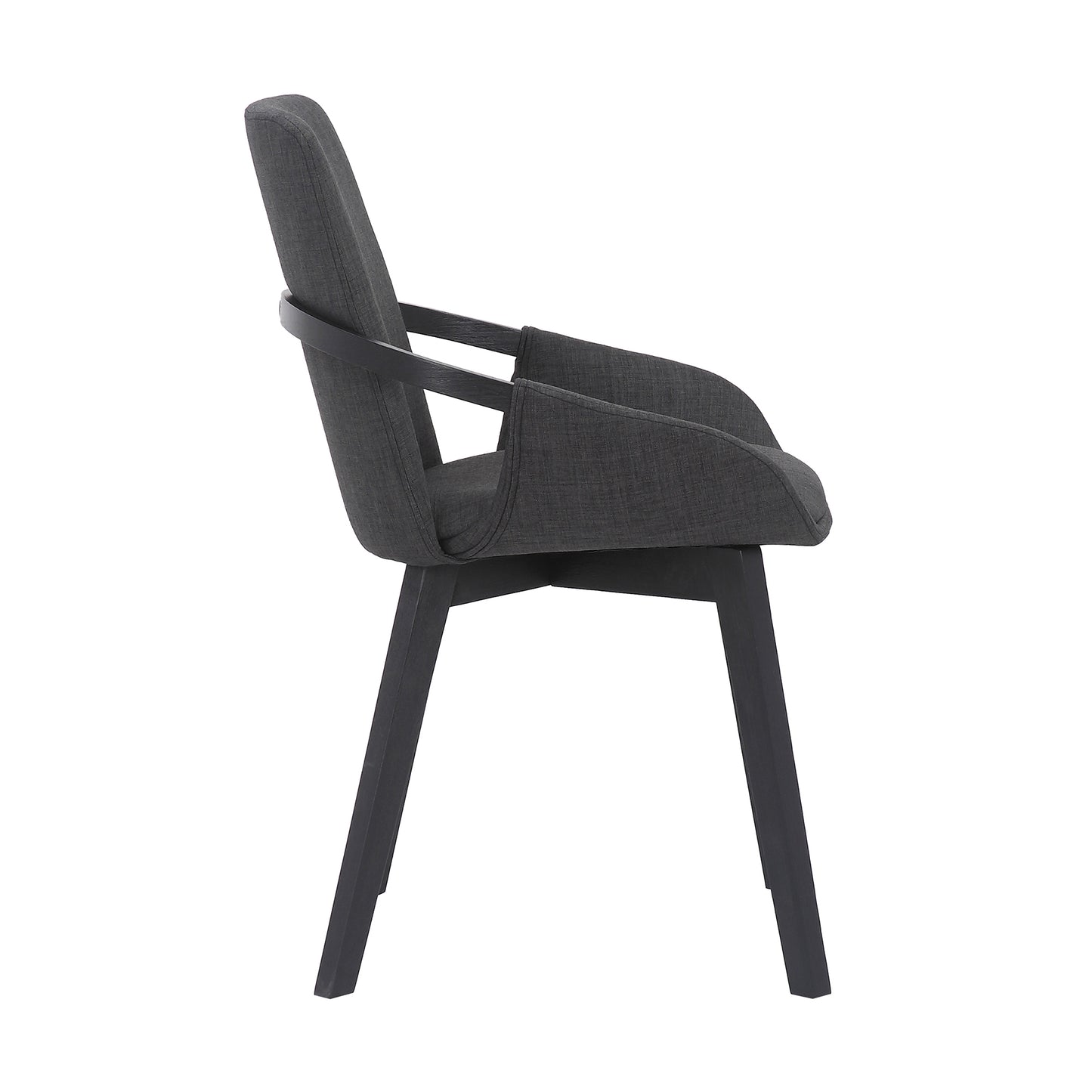 19 Inches Fabric Upholstered Dining Chair With Bucket Seat Black By Benzara | Dining Chairs | Modishstore - 3