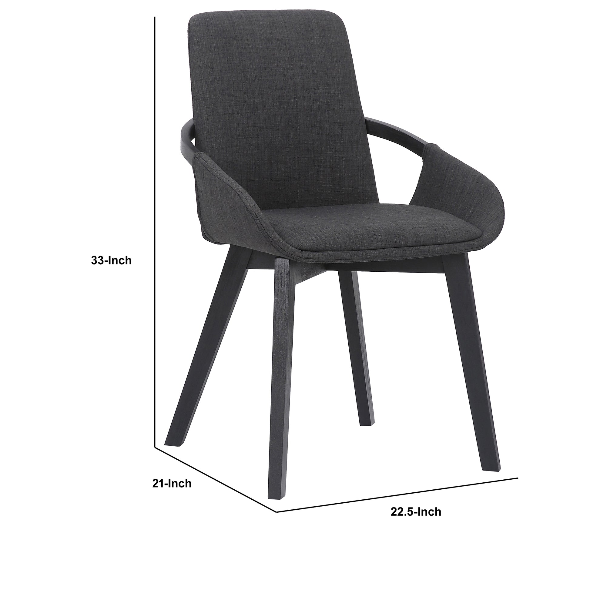 19 Inches Fabric Upholstered Dining Chair With Bucket Seat Black By Benzara | Dining Chairs | Modishstore - 5
