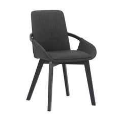 19 Inches Fabric Upholstered Dining Chair With Bucket Seat Black By Benzara