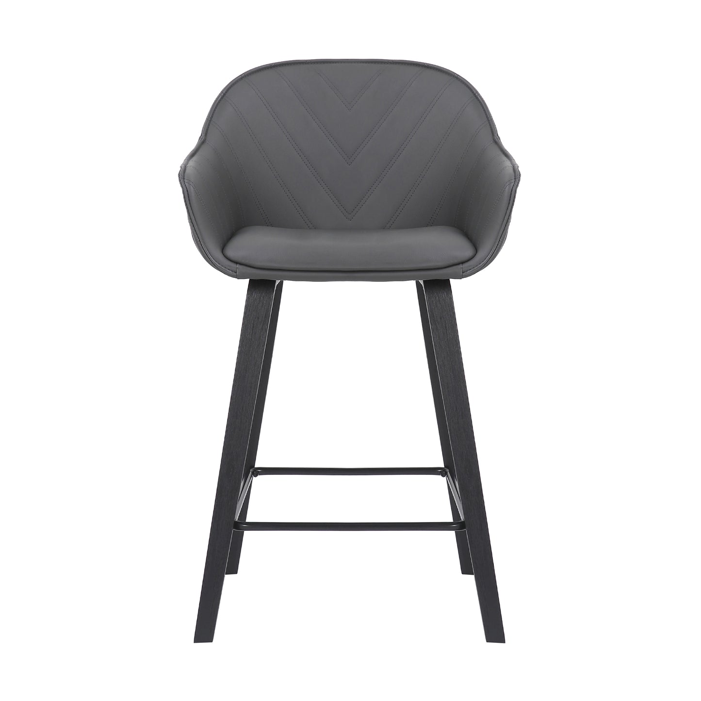 26 Inches V Stitched Leatherette Bucket Seat Counter Stool Gray By Benzara | Stools | Modishstore - 2