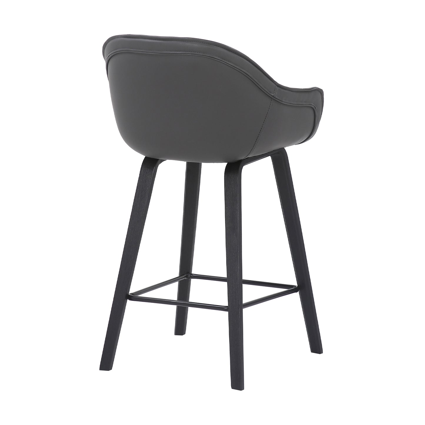 26 Inches V Stitched Leatherette Bucket Seat Counter Stool Gray By Benzara | Stools | Modishstore - 4