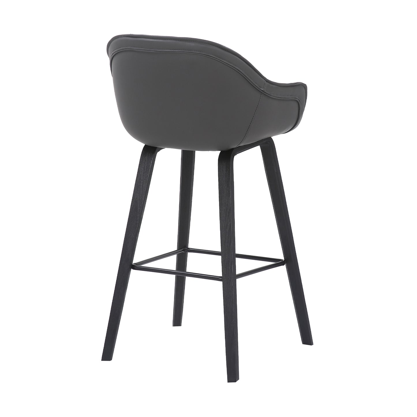 29.5 Inches V Stitched Leatherette Bucket Seat Barstool Gray By Benzara | Bar Stools & Tables | Modishstore - 3