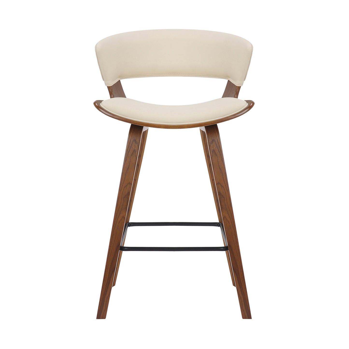 27 Inches Saddle Seat Leatherette Counter Stool Cream And Brown By Benzara | Stools | Modishstore - 2