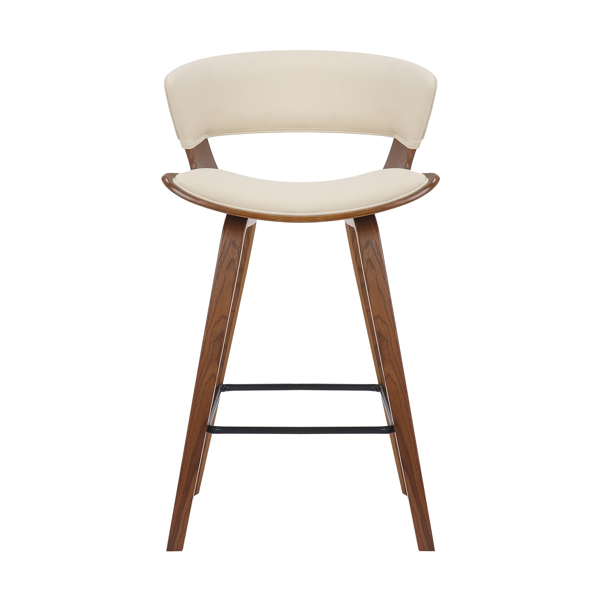 27 Inches Saddle Seat Leatherette Counter Stool Cream And Brown By Benzara | Stools | Modishstore - 2