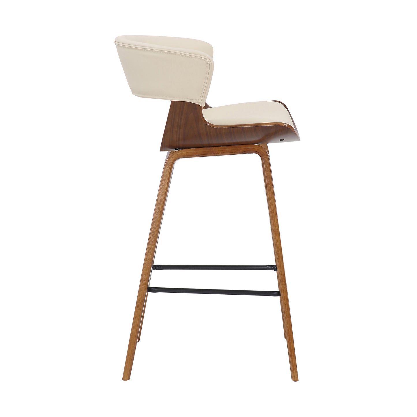 27 Inches Saddle Seat Leatherette Counter Stool Cream And Brown By Benzara | Stools | Modishstore - 3