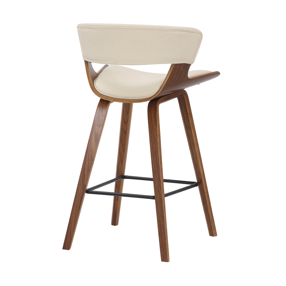 27 Inches Saddle Seat Leatherette Counter Stool Cream And Brown By Benzara | Stools | Modishstore - 4