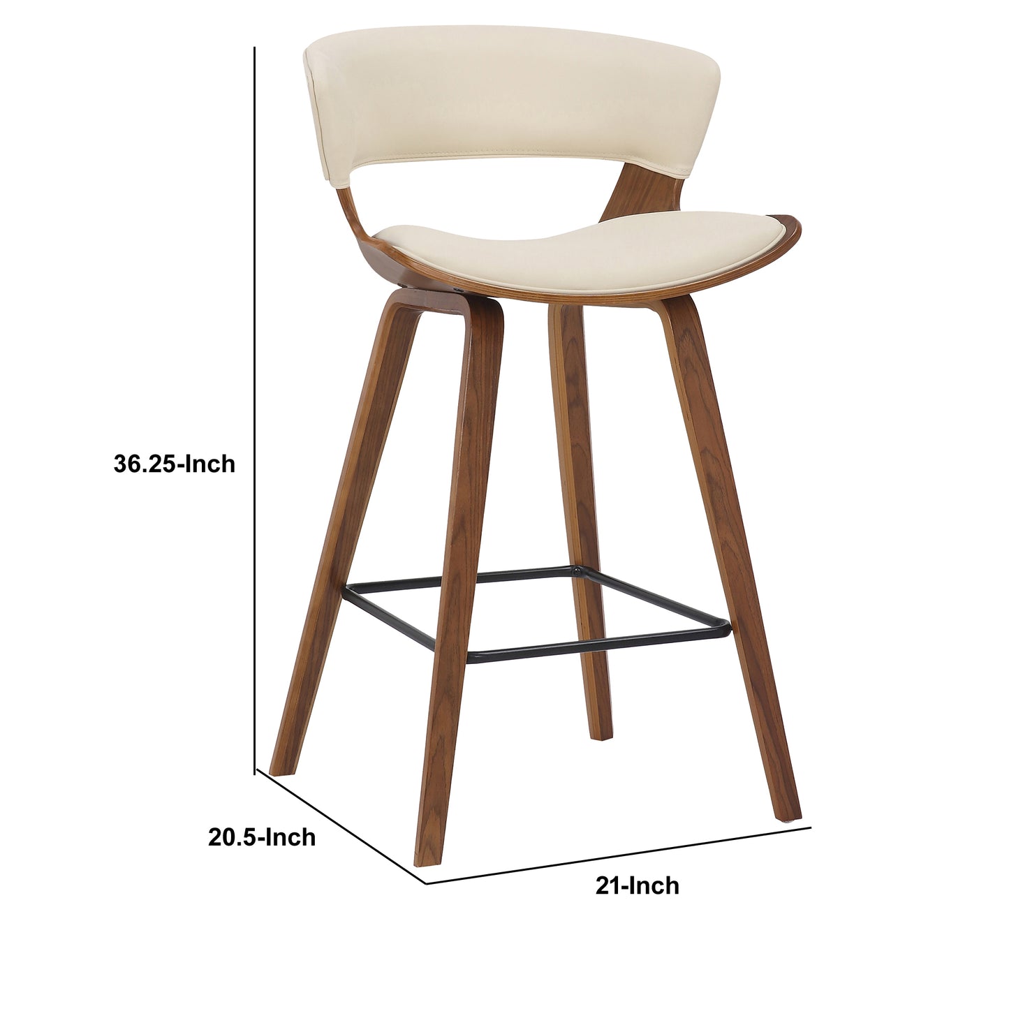 27 Inches Saddle Seat Leatherette Counter Stool Cream And Brown By Benzara | Stools | Modishstore - 5