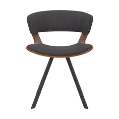 18 Inches Curved Padded Dining Chair With Angled Legs Brown And Black By Benzara