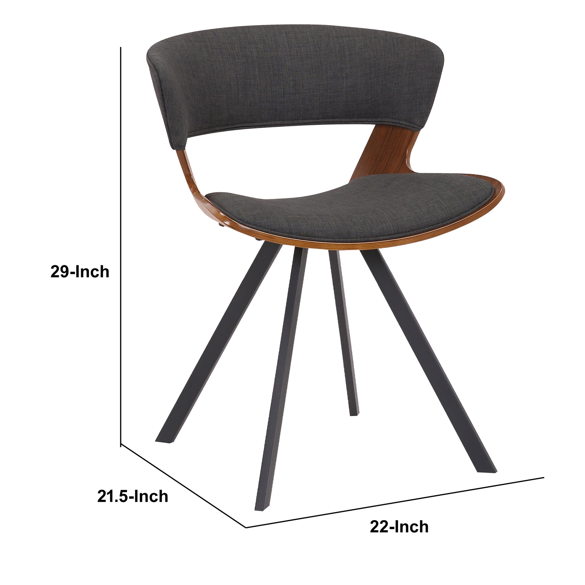 18 Inches Curved Padded Dining Chair With Angled Legs Brown And Black By Benzara | Dining Chairs | Modishstore - 5