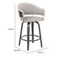 26 Inch Round Seat Velvet Barstool, Gray And Black By Benzara | Bar Stools |  Modishstore  - 5