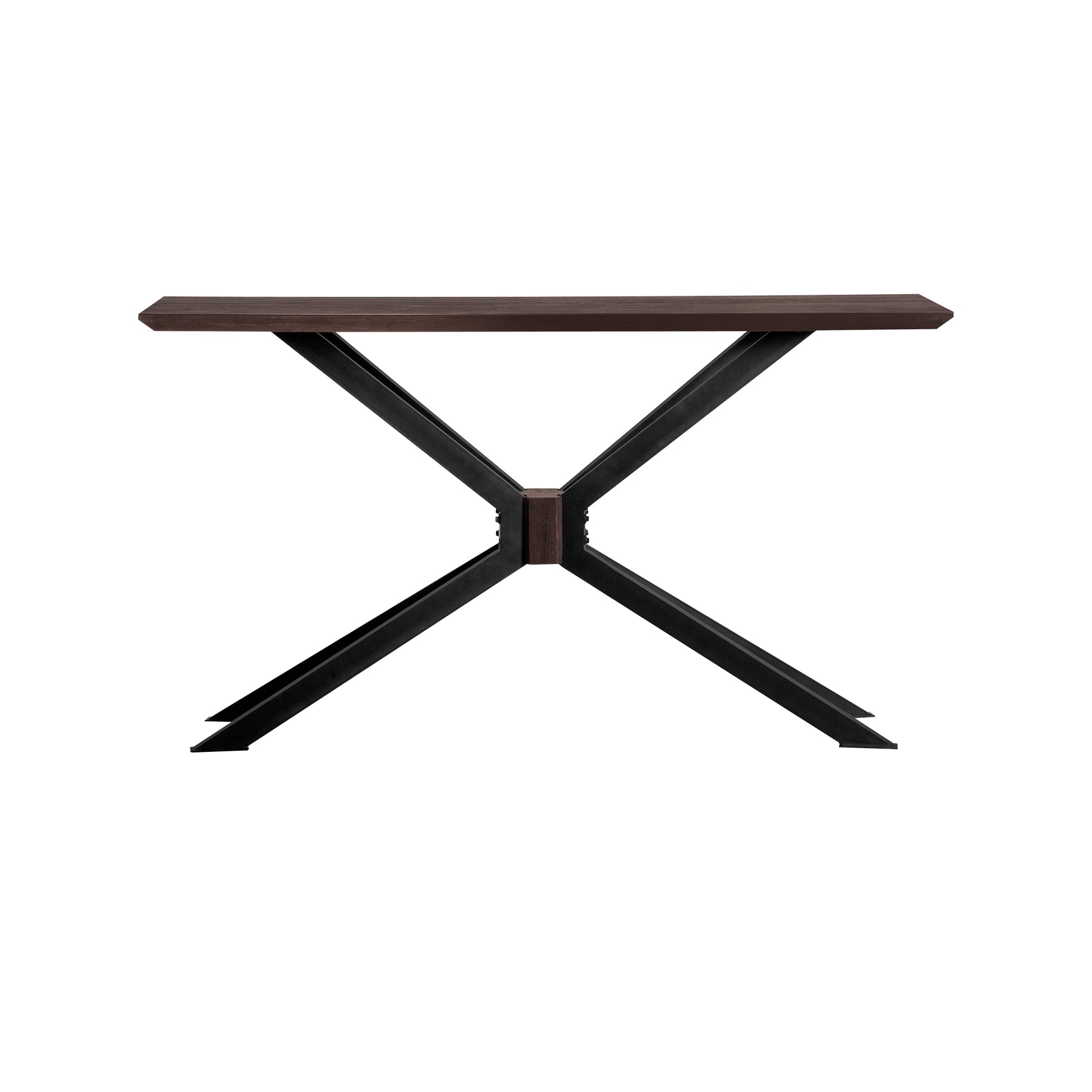 32 Inch Wood Console Table With Metal Base Brown And Black By Benzara | Console Tables | Modishstore - 2